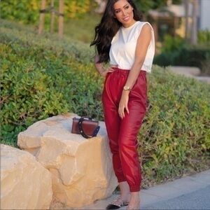 ZARA Hi Rise Faux Leather Jogger Jogging Pants 8372/220